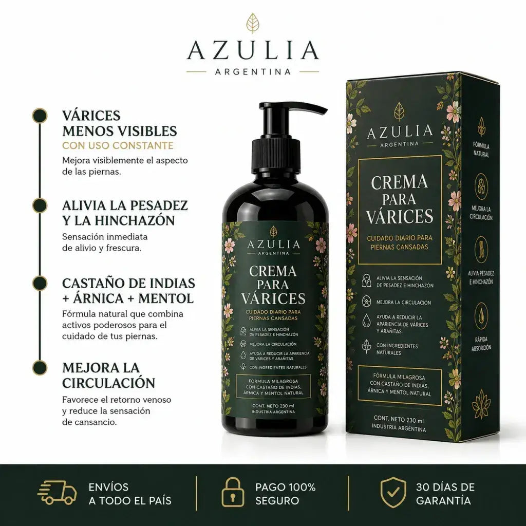 Crema Anti-Várices AZULIA™ 5 en 1 | Circulación, Hinchazón y Piernas Cansadas