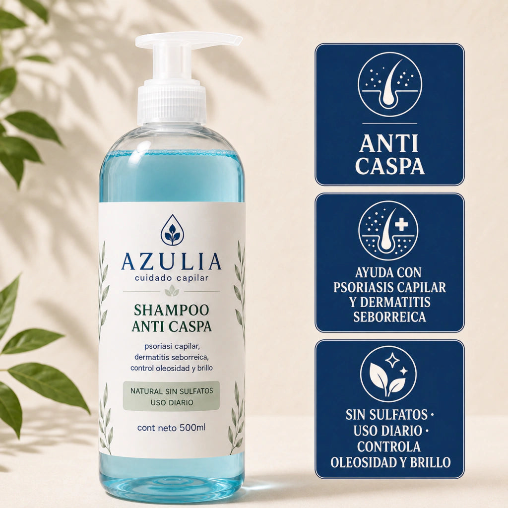AZULIA™ Shampoo Anti-Caspa Elimina la caspa, calma la picazón y devuelve el brillo al pelo.