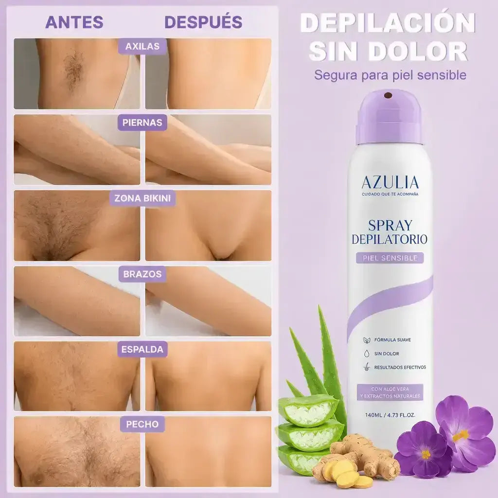 AZULIA Spray Depilatorio Piel Sensible 140ML + Espátula de Regalo