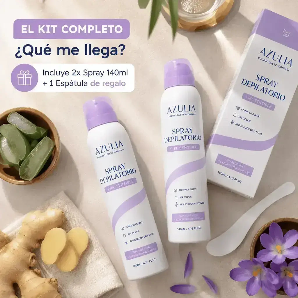 AZULIA Spray Depilatorio Piel Sensible 140ML + Espátula de Regalo