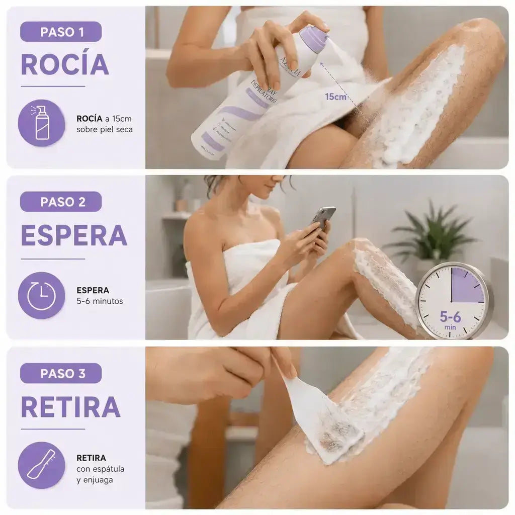 AZULIA Spray Depilatorio Piel Sensible 140ML + Espátula de Regalo