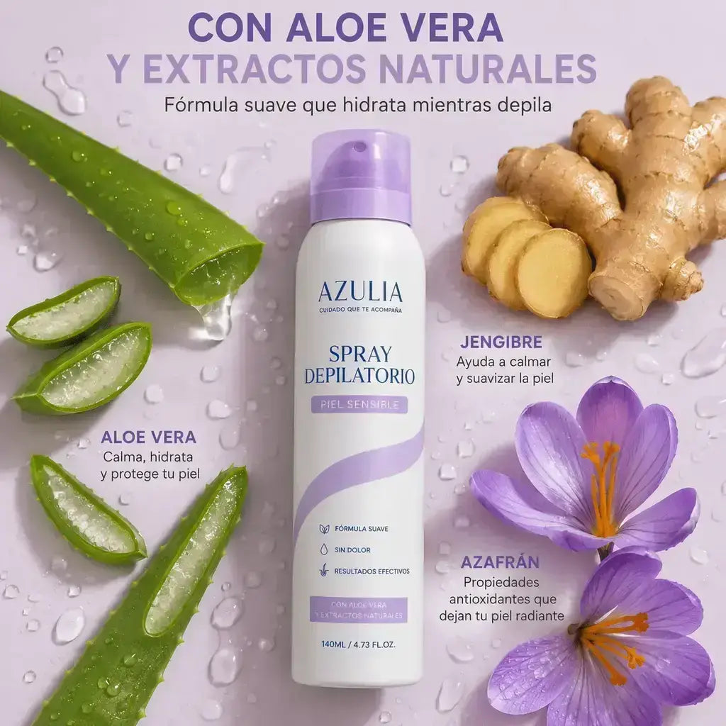 AZULIA Spray Depilatorio Piel Sensible 140ML + Espátula de Regalo